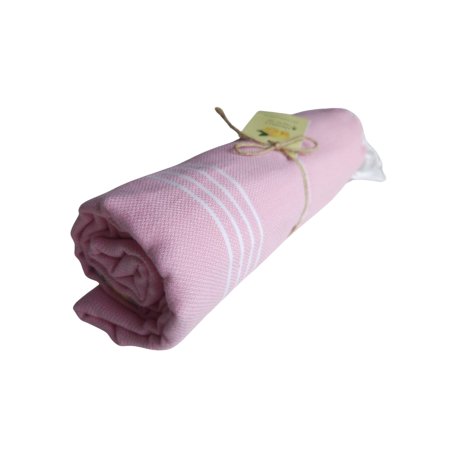 Sultan series pink (4663) hammam towel rolled up – lightweight and space-saving | Limonella
