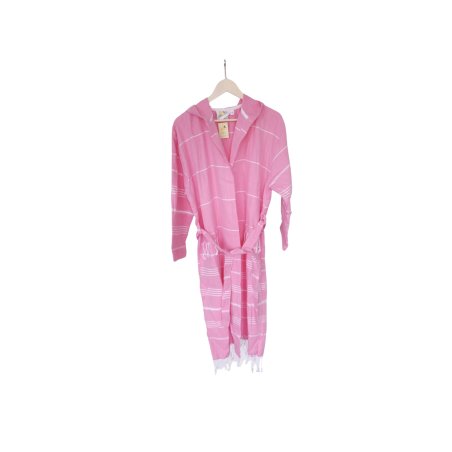 Limonella Sultan hooded hammam bathrobe – pink Turkish cotton bathrobe | Limonella