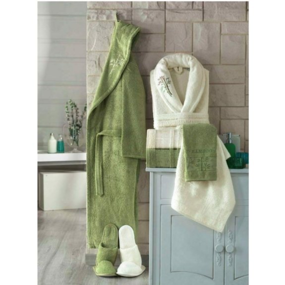 Soft and absorbent hammam bathrobe with embroidery – stylish promotional set | Limonella