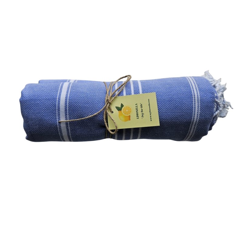 Limonella Sultan blue hammam towel – authentic Turkish cotton towel | Limonella