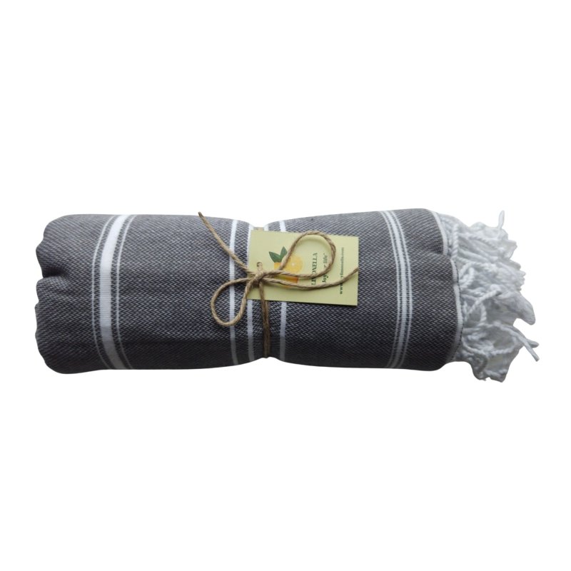 Limonella Sultan charcoal hammam towel – authentic Turkish cotton towel | Limonella