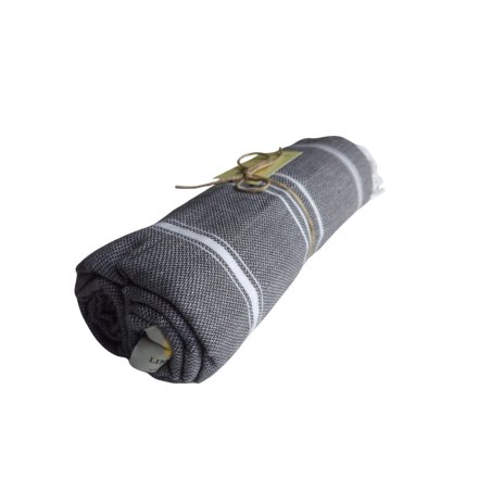Sultan series charcoal  hammam towel rolled up – lightweight and space-saving | Limonella