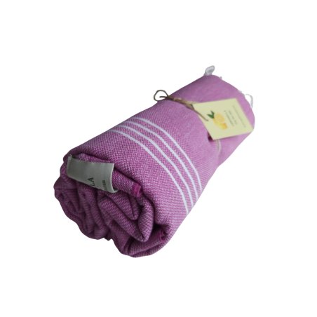 Sultan series fuschia  hammam towel rolled up – lightweight and space-saving | Limonella