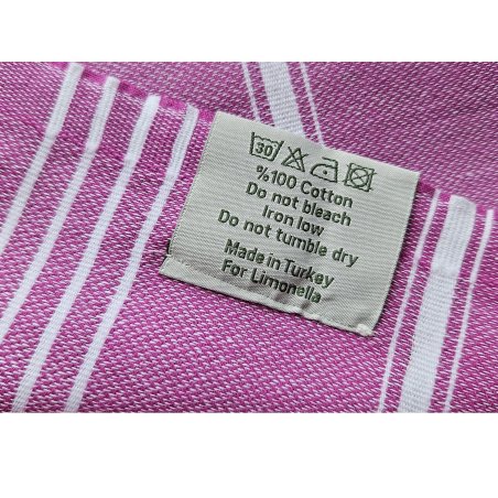 Hamam-pyyhkeen hoito-ohjeet ja kestävä turkkilainen puuvillamateriaali | Limonella