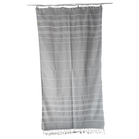 Large size light grey hammam towel with tassels – perfect for sauna | Limonella