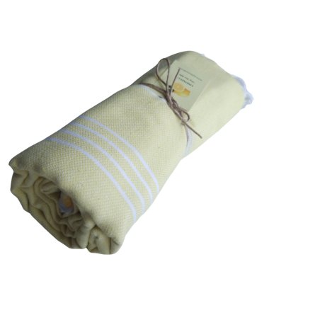 Sultan series light yellow hammam towel rolled up – lightweight and space-saving | Limonella