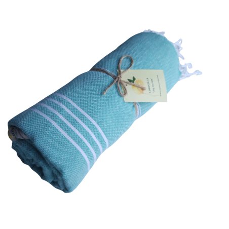 Sultan series mint green hammam towel rolled up – lightweight and space-saving | Limonella
